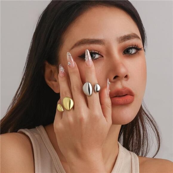 3pcs Adjustable Statement Stackable Rings for Women - Picture 4 of 6